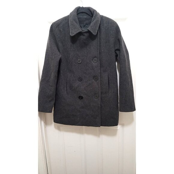 Vintage J.PERCY -Style Womens Double-Breasted Peacoat Wool Blend Charcoal Gray S - Picture 1 of 13